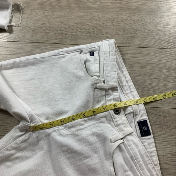 AG The Stevie Slim Straight Ankle Raw Hem White Jeans - Picture 12 of 13